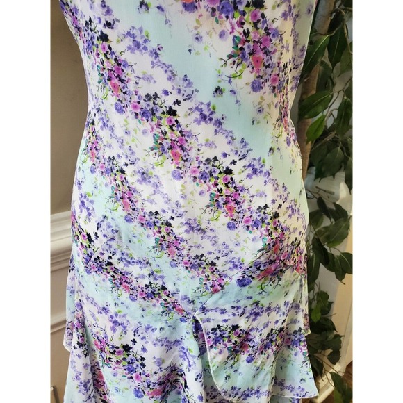Nina Leonard Womens Multicolor Floral Round Neck Sleeveless Knee Length Dress 12 - Picture 3 of 12